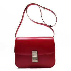 Celine Classic Box Crossbody Shoulder Bag Leather Red